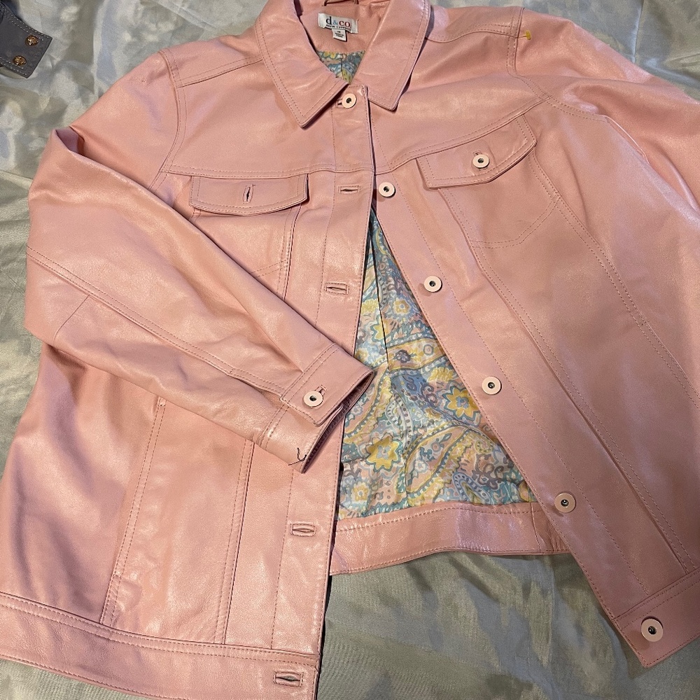 (size L) D&CO Pink leather jacket